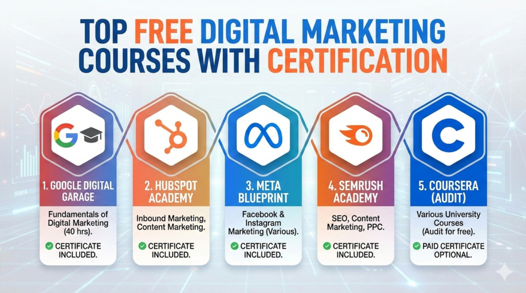 Top free digital marketing courses with certification